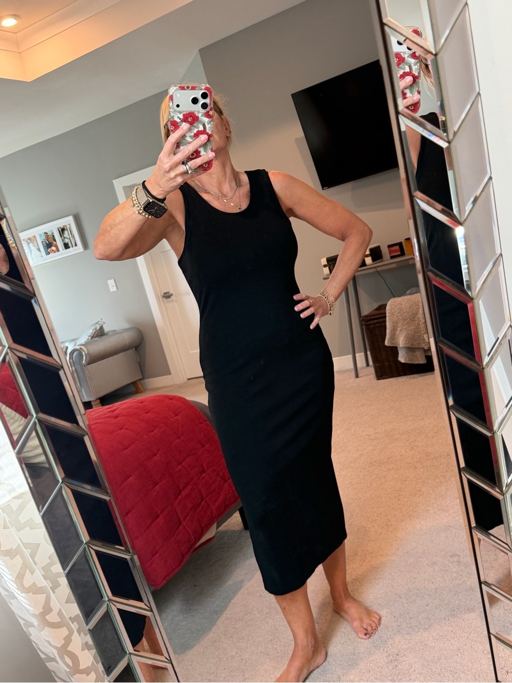 Marine Layer- Sleeveless Black Midi Dress - Classic Tank Style